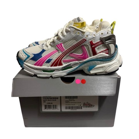 Balenciaga Runner Track Sneakers Platform White Pink Red IT39 W39 Women Trainers - Picture 1 of 9